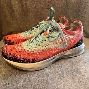 Brooks Levitate Red and Teal Shoes